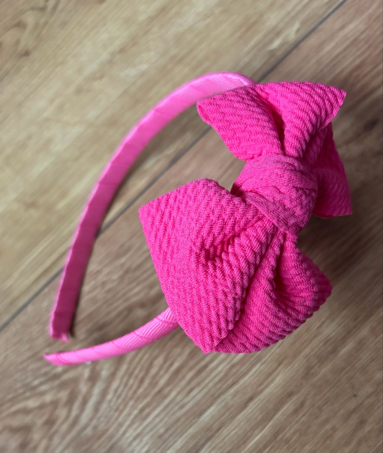 Fuschia Pink Waffle Bow Hairband