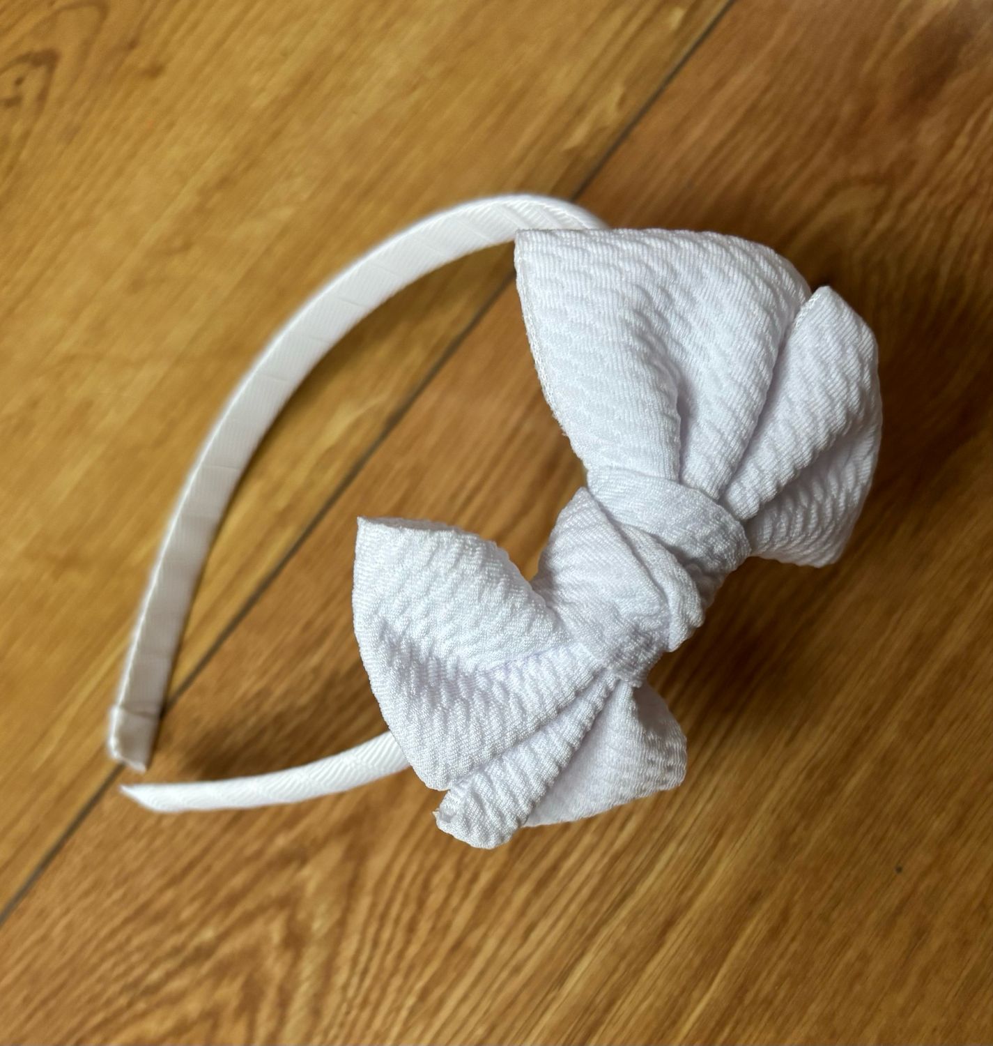 White Waffle Bow Hairband