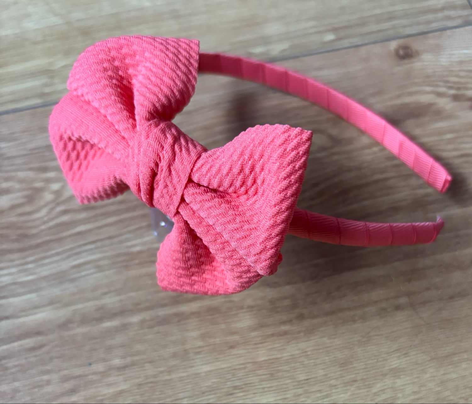 Coral Waffle Bow Kids Hairband