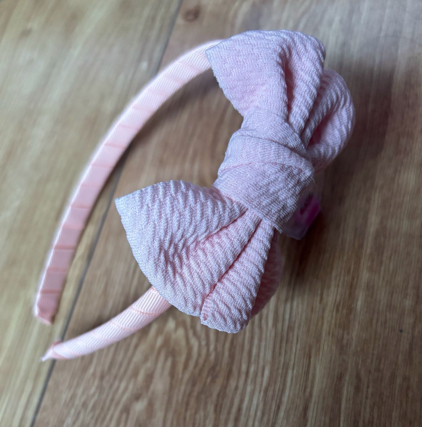 Peach Waffle Bow Kids Hairband.