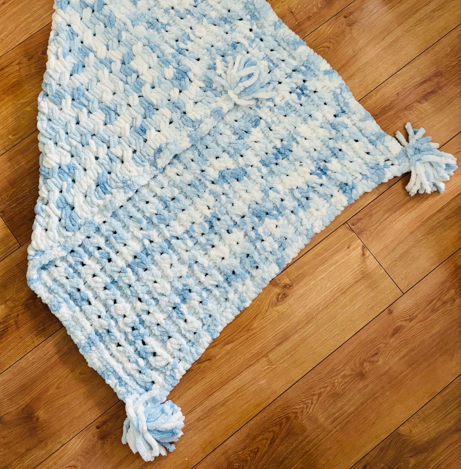 Super Soft Hand Crochet Blue Fusion Baby Blanket