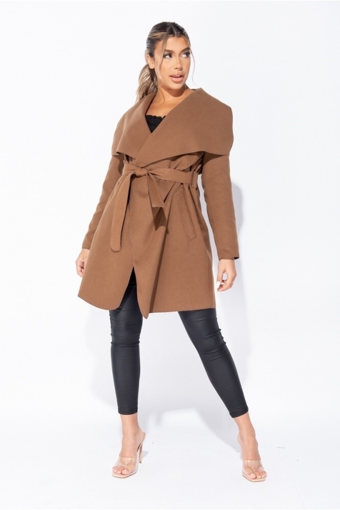 tan waterfall coat