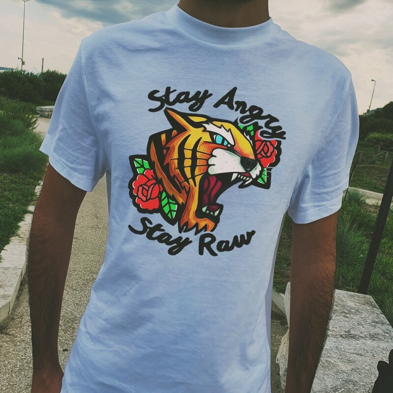 T-shirt Stay Angry, Stay Raw Unisex - Bianca o nera