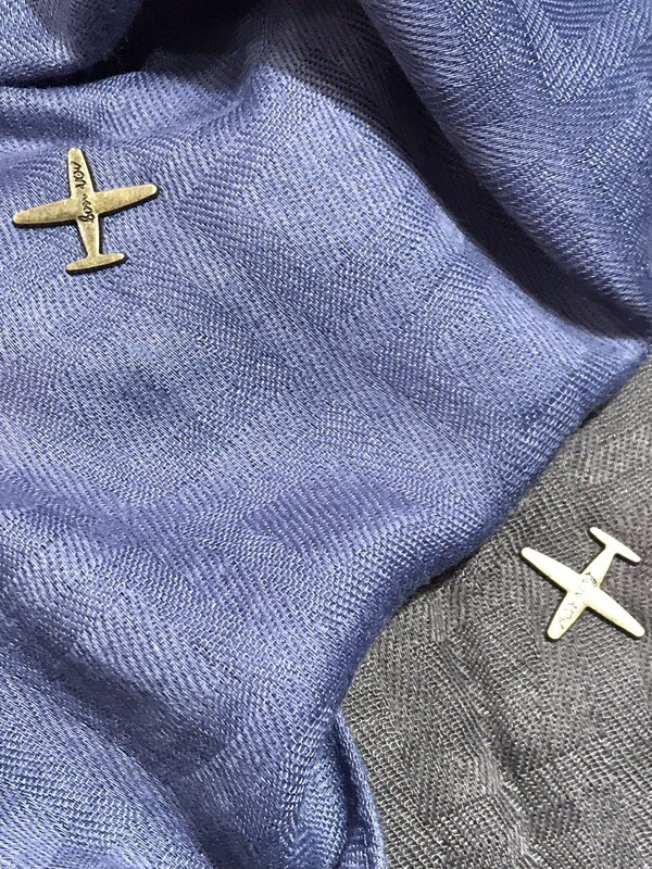 Aeroplane Scarf  (pink/ denim/ grey )