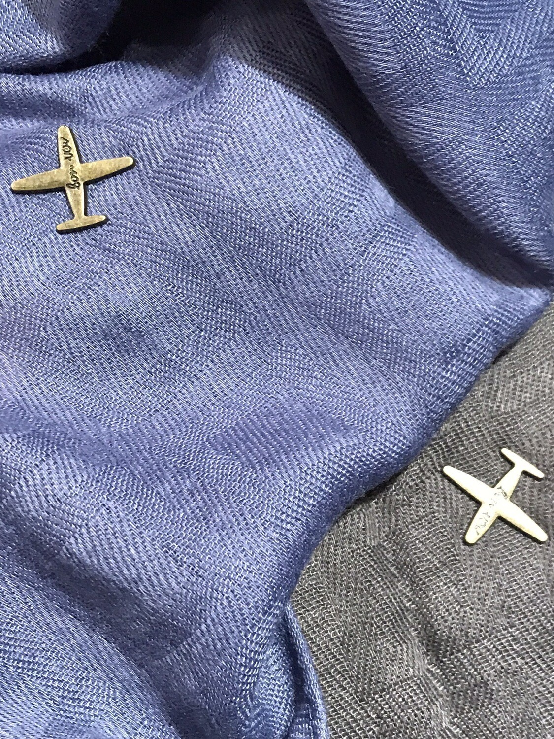 Aeroplane Scarf  (pink/ denim/ grey )