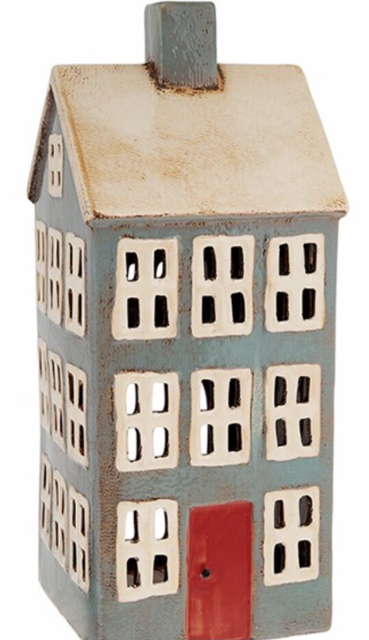 Village Pottery XLarge Grey House Tealight Holder