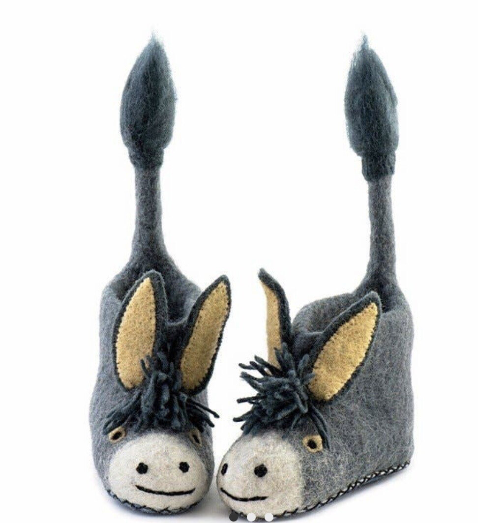 Darci  Donkey Felt Child Slippers