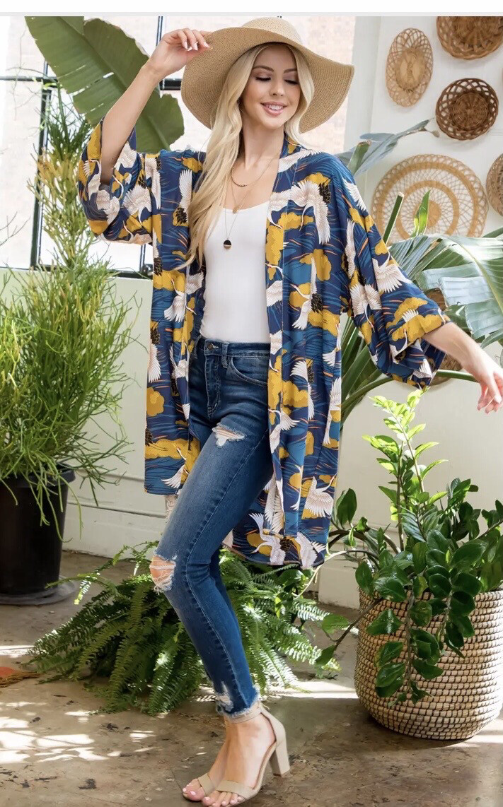 Flying Crane All Over Print Kimono