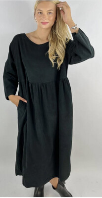 Italian Fine Cord Dress ( Black)