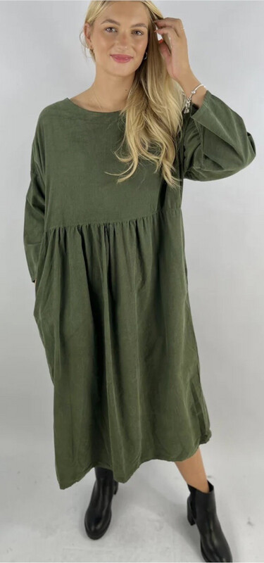 Italian Fine Cord Dress(khaki)