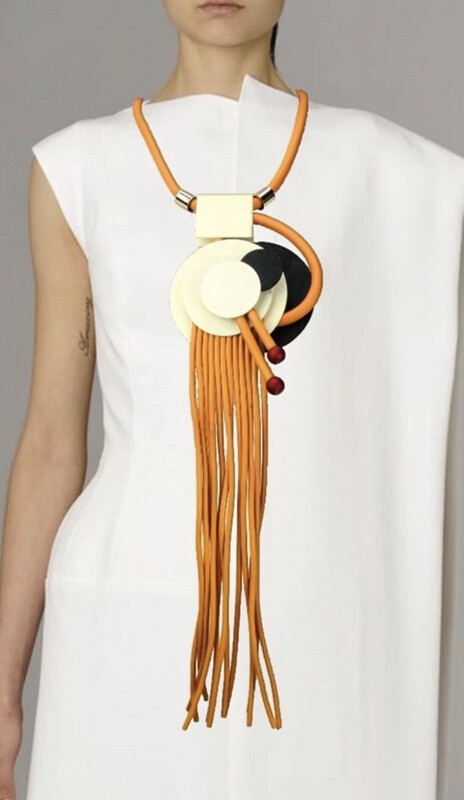 Neoprene Statement Necklace ( Orange )