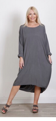 Super Soft Dress With Back Detail( Grey)