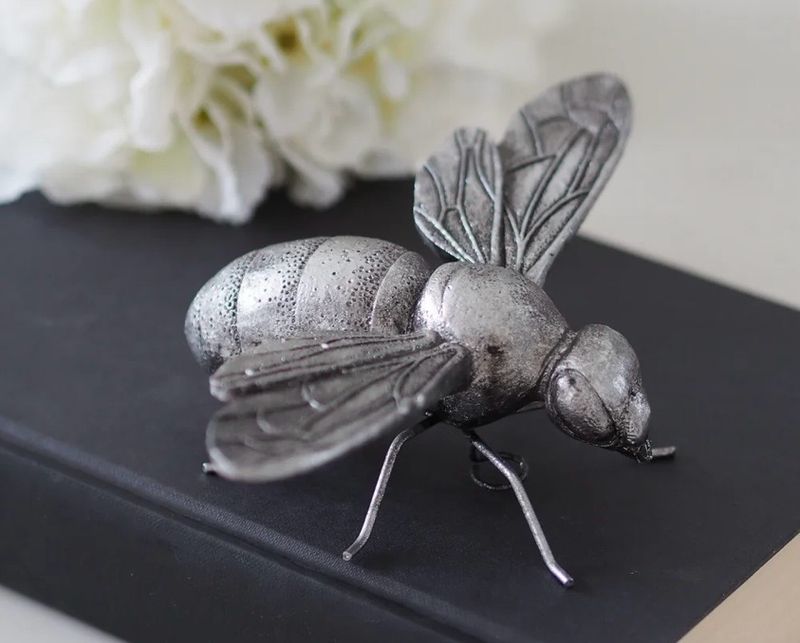 Silver Bee Can Be Hung On Wall If Preferred