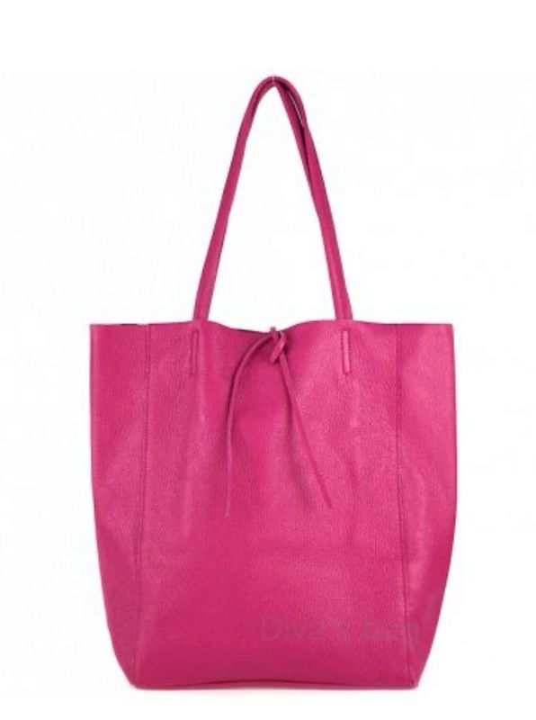 (Fuchsia) Butter Soft Genuine Leather Tote Bag