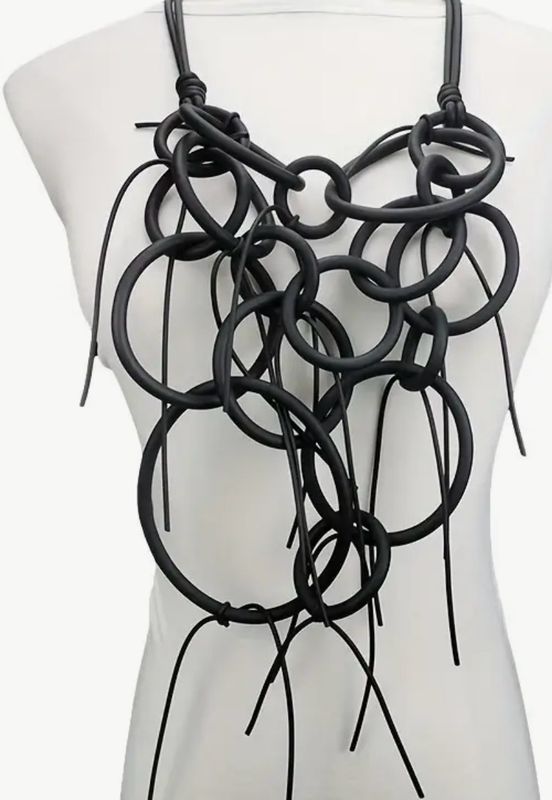 Black Recycled Rubber Necklace