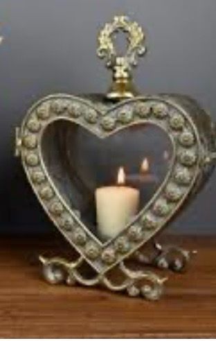 Gold Filigree Heart Candle Lantern