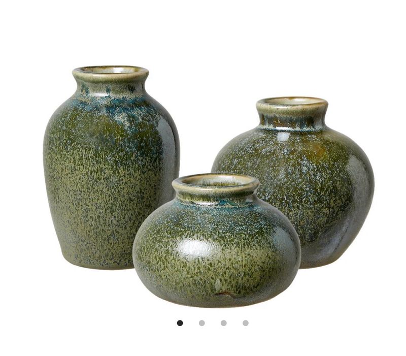 Wikholm Eliora Green Melange Set Of Three Mini Vases