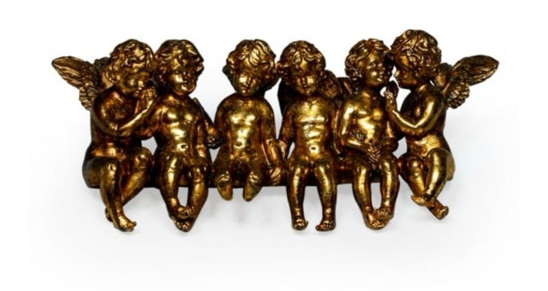 ANTIQUE GOLD SITTING ROW OF CHERUBS