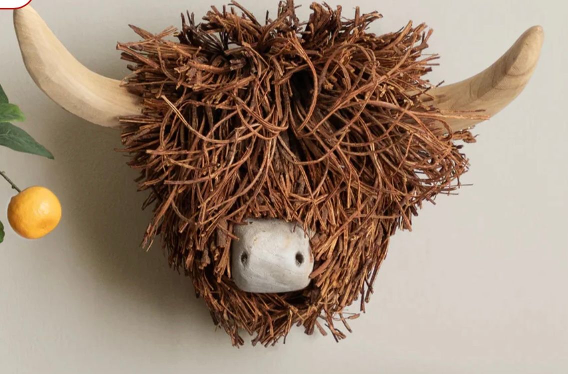 Wooden Highland Cow Head
