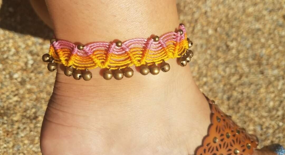 Sunset anklet with bronze bells