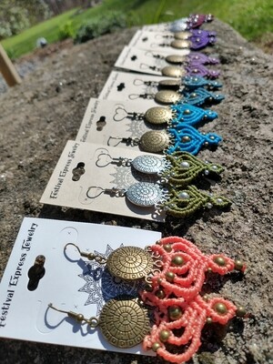 Tibetan shield earrings