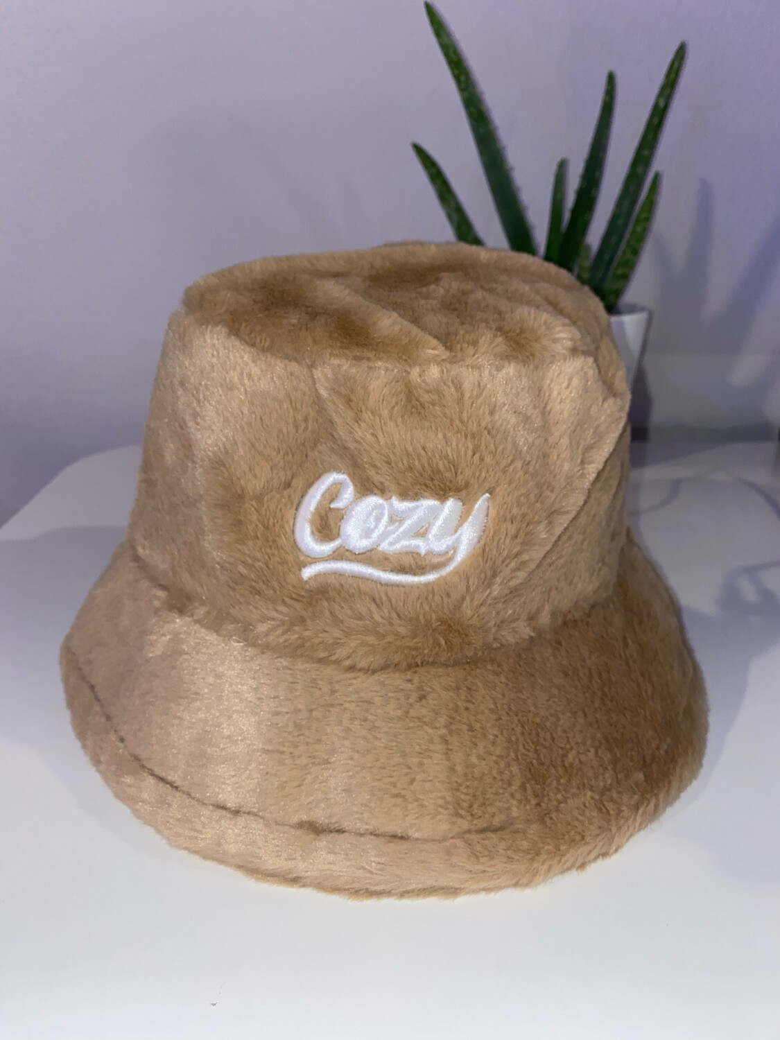Cozy Tan Faux Fur Women’s Bucket Hat
