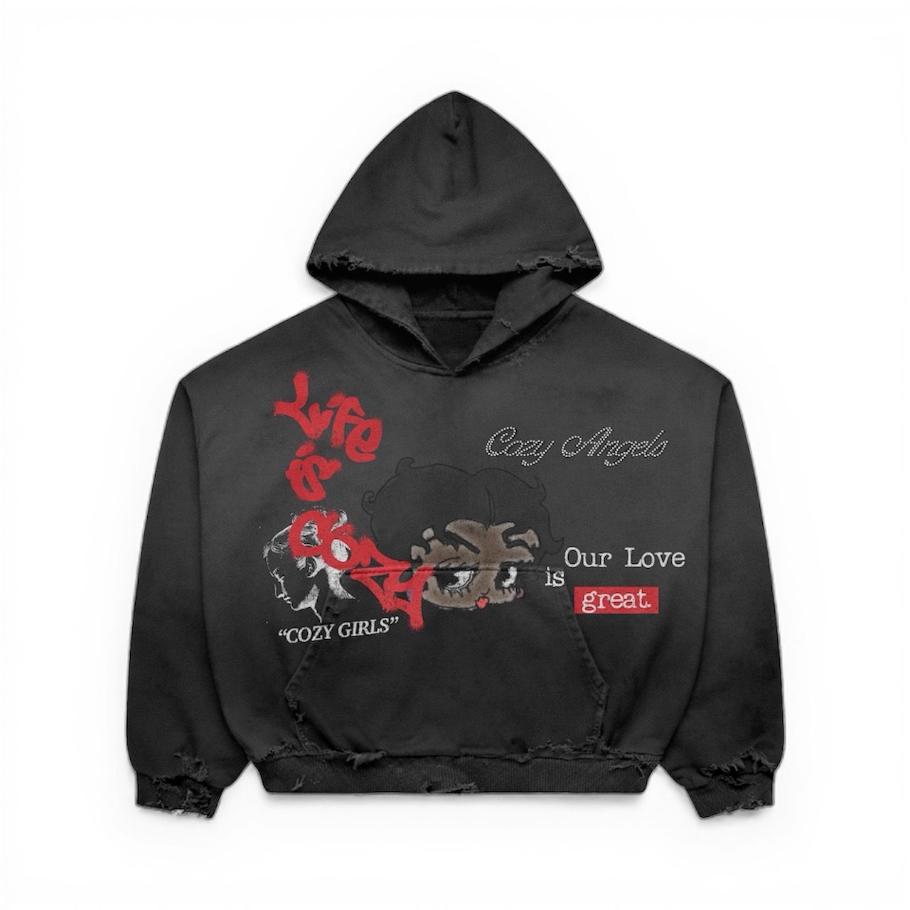 Cozy Angels Rhinestone Black