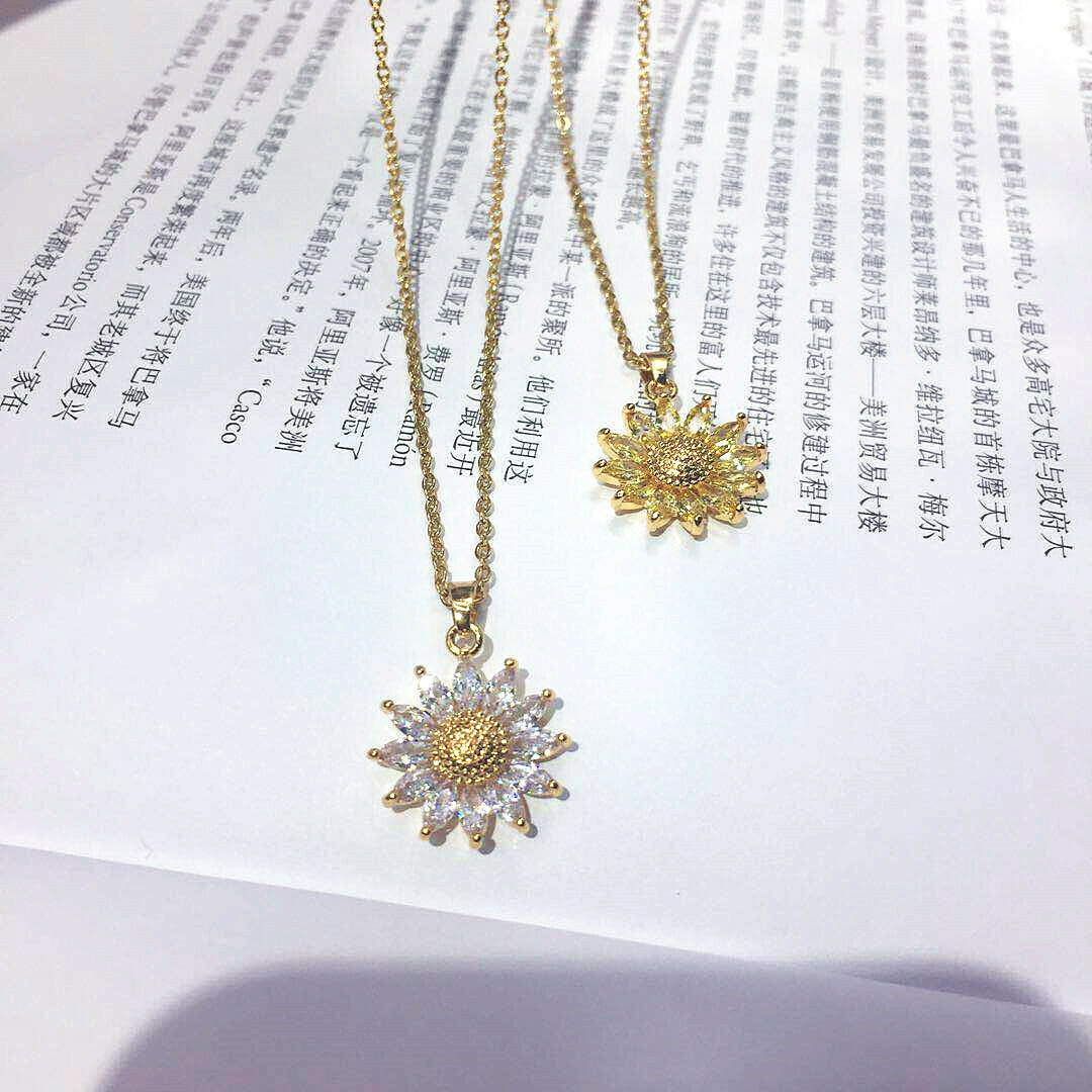 Zircon sun flower necklace