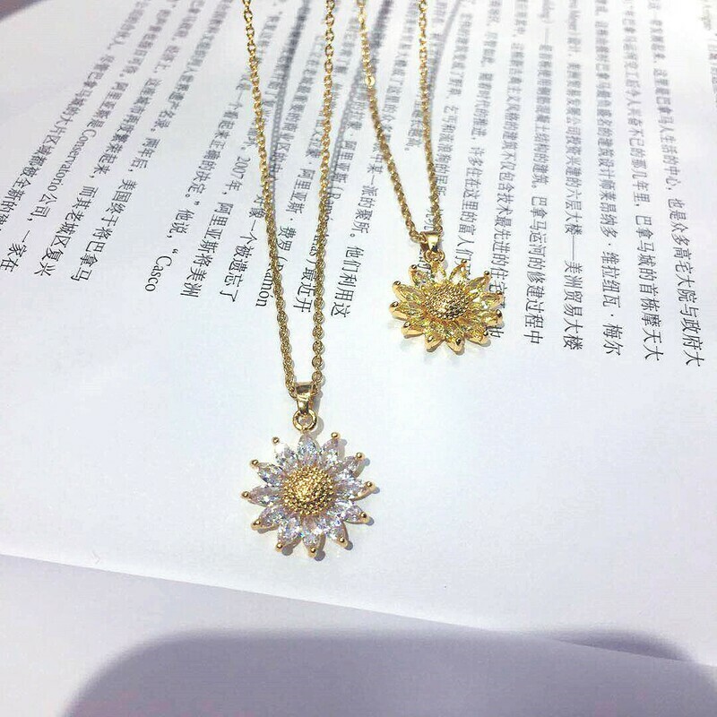 Zircon sun flower necklace