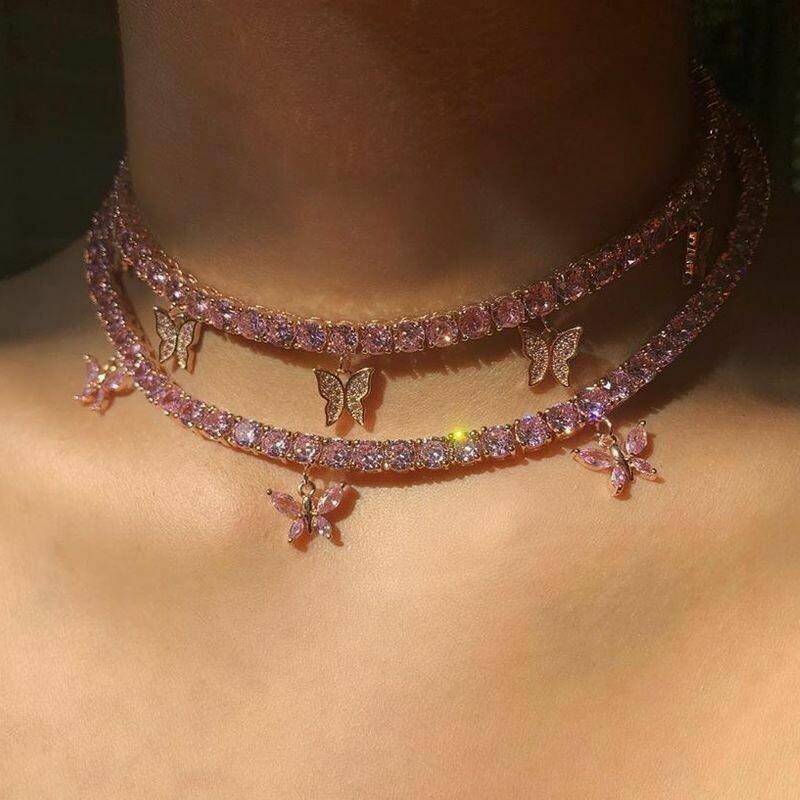 Tennis butterfly necklace
