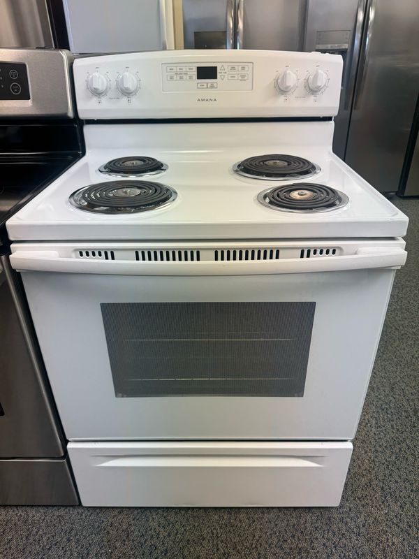 Refurbished Amana Coil Top Stove YACR4303MFW Refurbished Amana Coil Top Stove YACR4303MFW