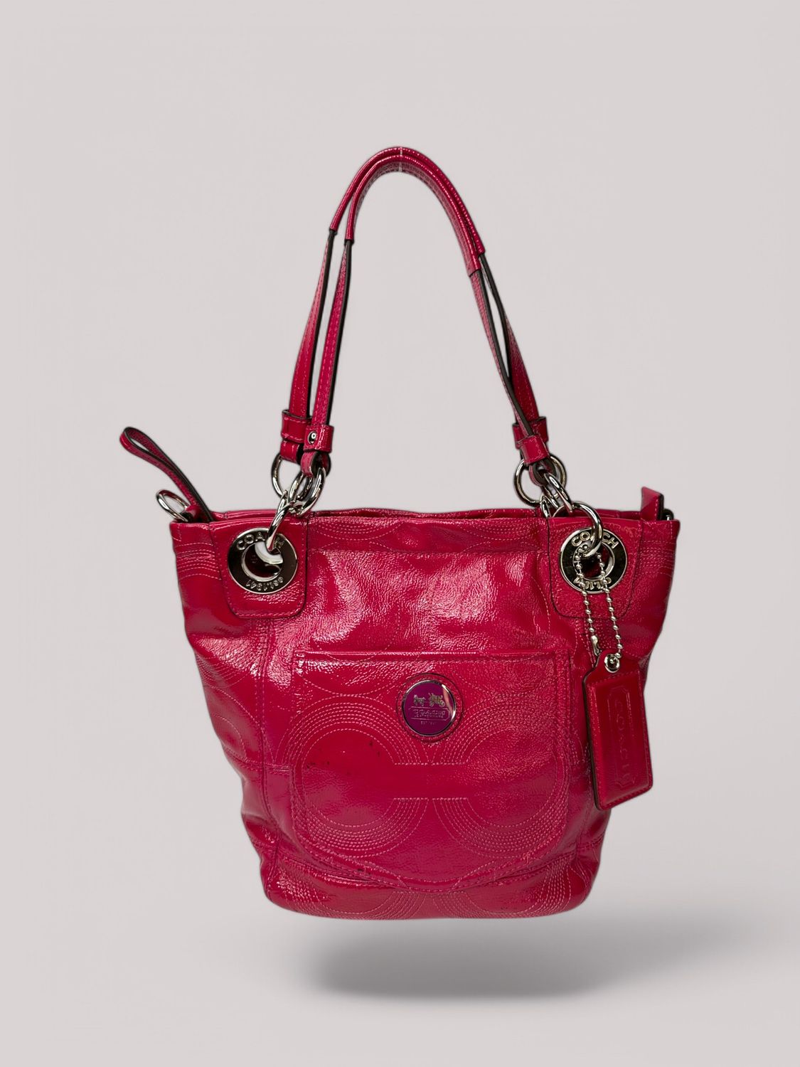 Coach Zoe Pink Patent Leather Hobo Bag