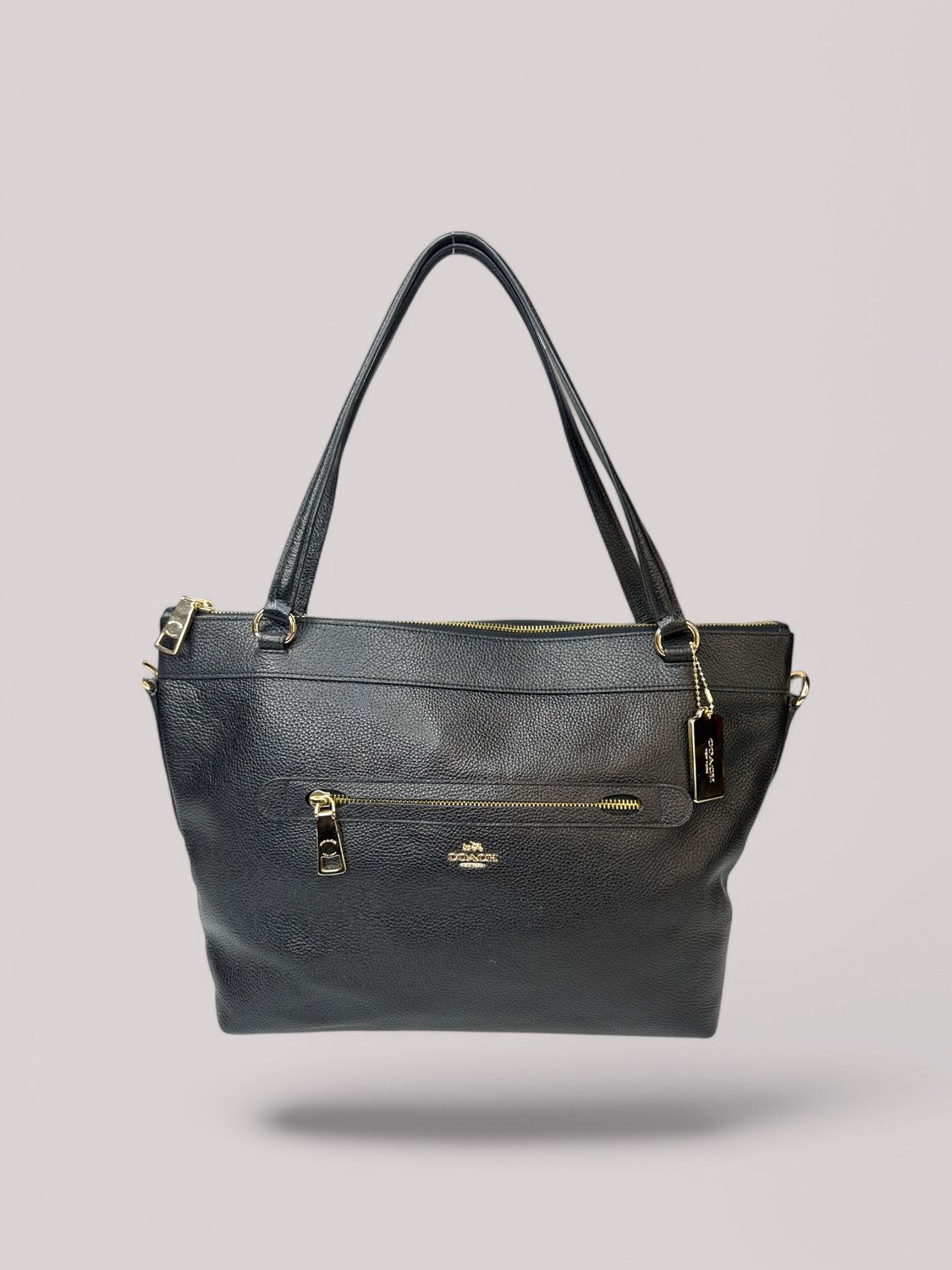 Coach Gallery Saffiano Black Pebbled Leather Taylor Tote