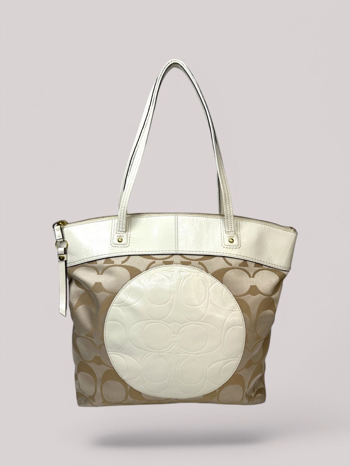 Coach Laura Signature Tan Monogram Tote Bag