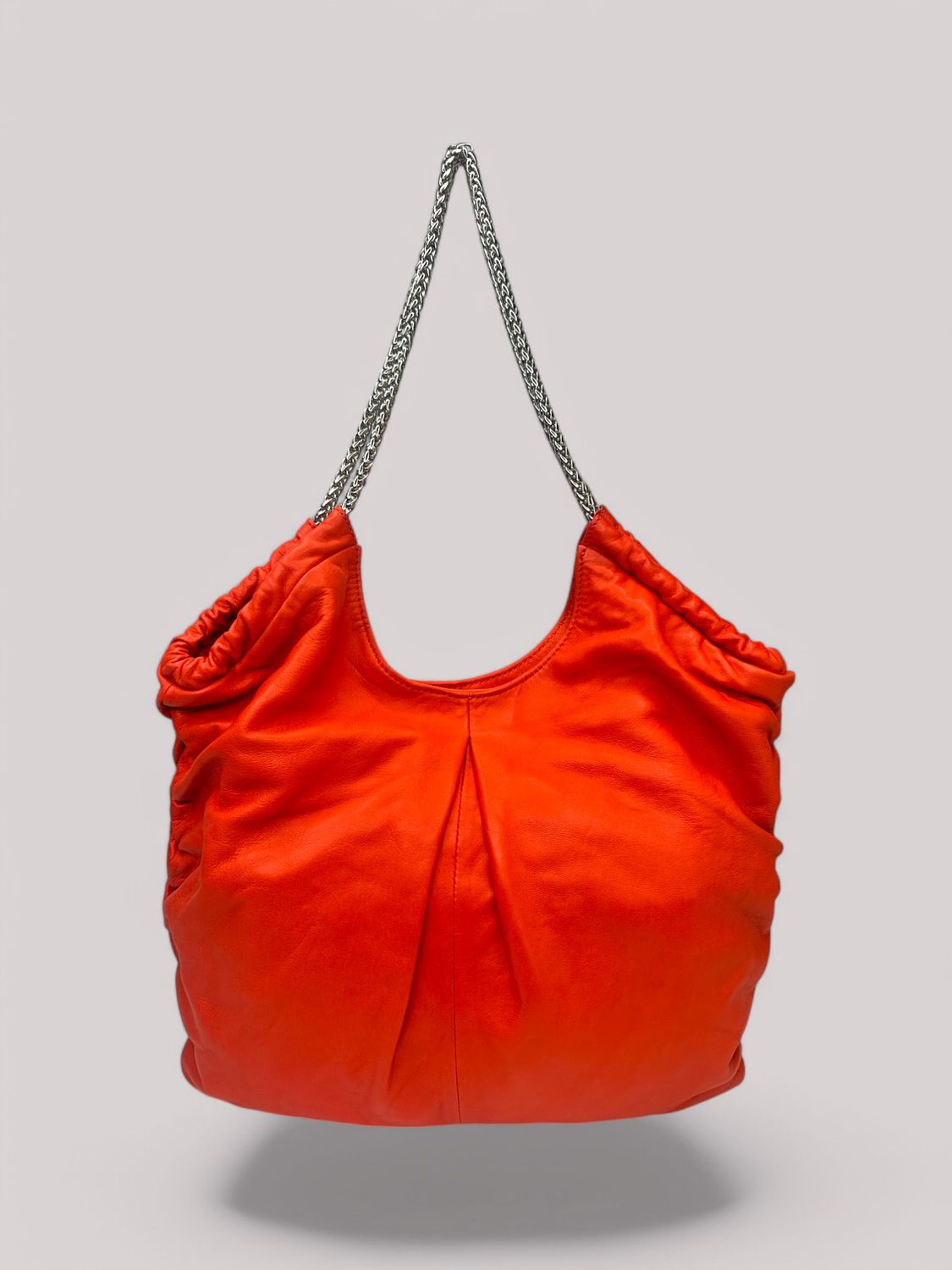 Elie Tahari Lambskin Ruched Chain-link Hobo