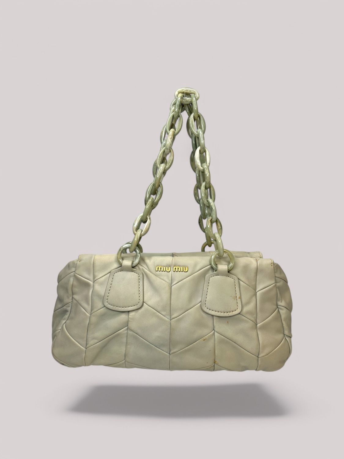 Miu Miu Quilted Matelasse Vintage Leather Shoulder Bag