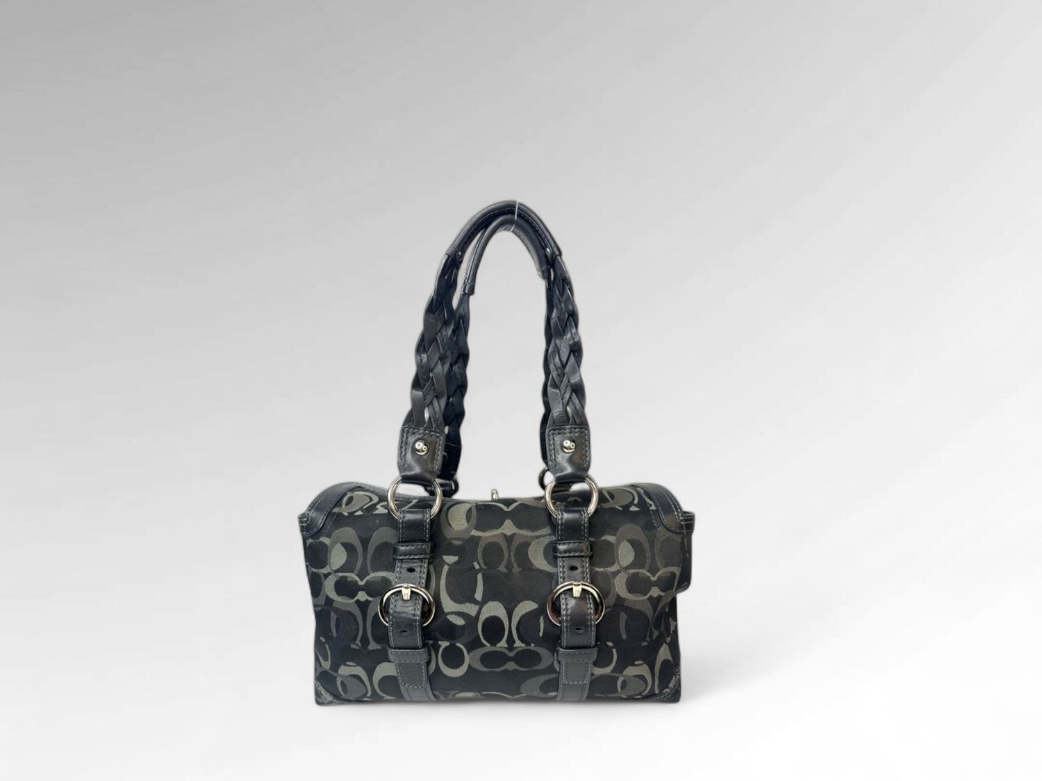 Coach Chelsea Optic Signature Black Satchel