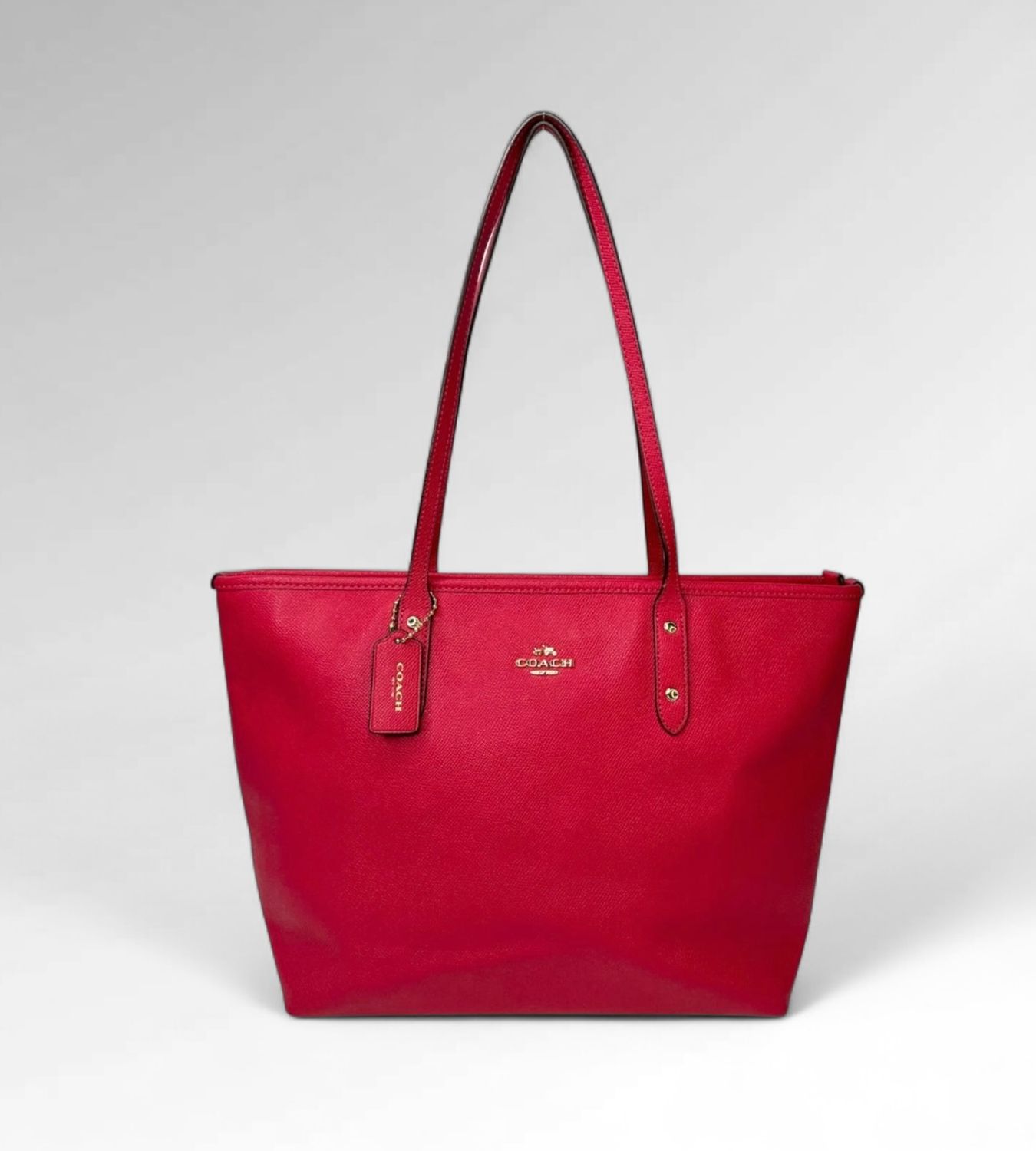 Coach City Zip Tote in Crossgrain Leather Cerise Hot Pink