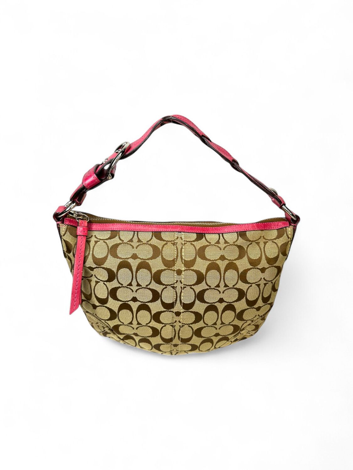 Coach Vintage Y2K Signature Hobo Bag With Pink Braided Handle