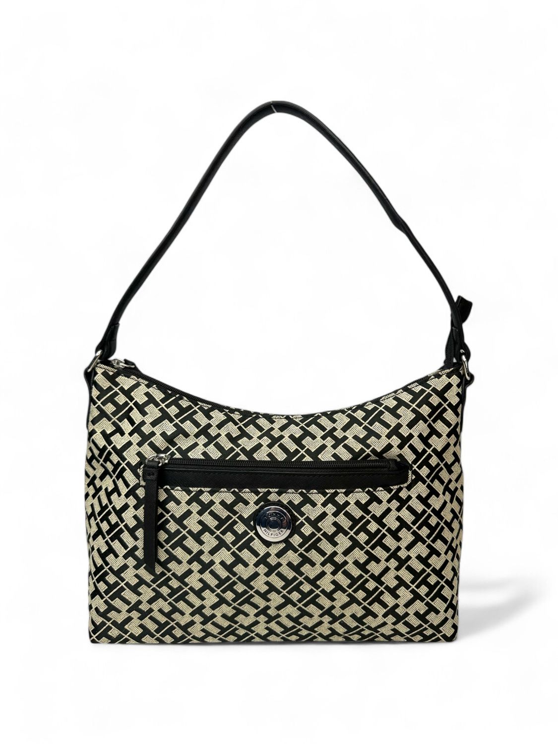 Tommy Hilfiger Signature Monogram Classic Black Shoulder Bag