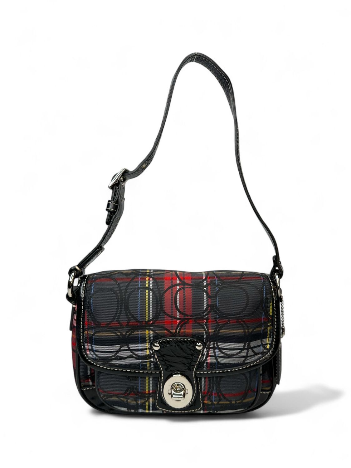 Coach Vintage Y2K Tartan Plaid Poppy Signature Small Penny Flap Shoulder Bag