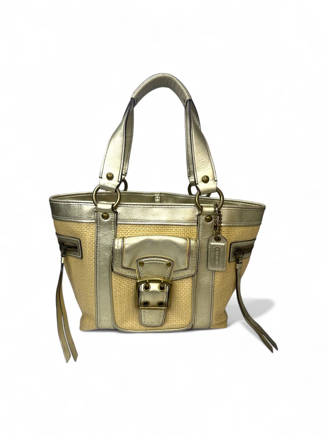 Coach Vintage Legacy Straw Tote Basket Bag