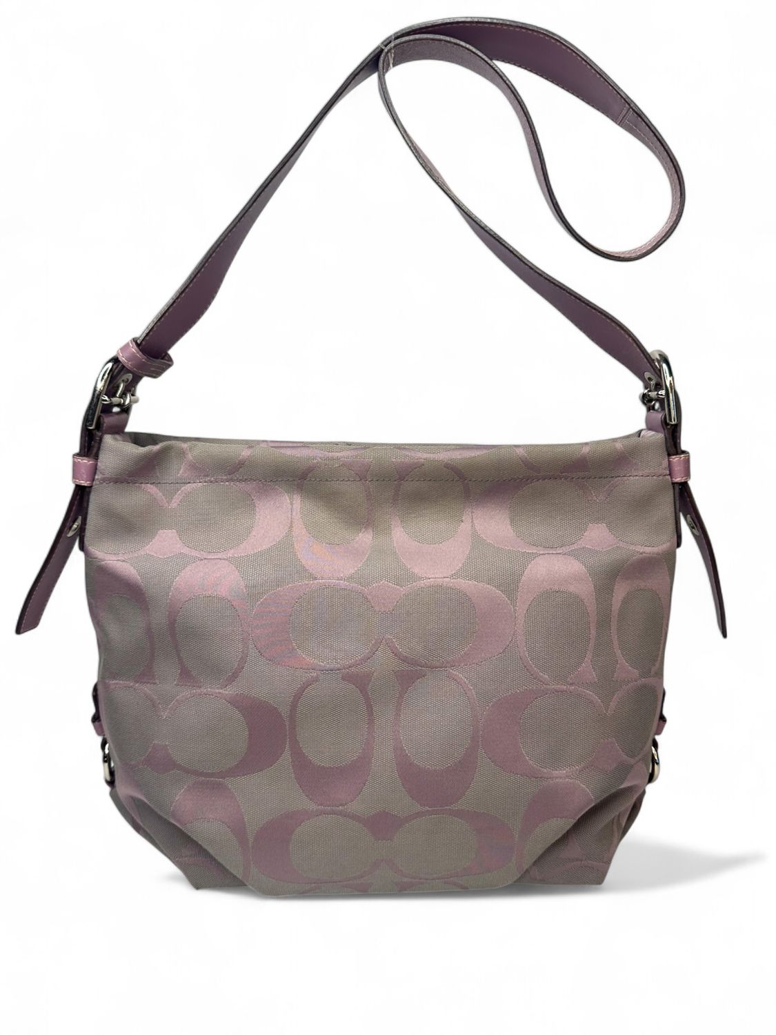 Coach Vintage Signature Jacquard Purple Duffle Hobo Bag