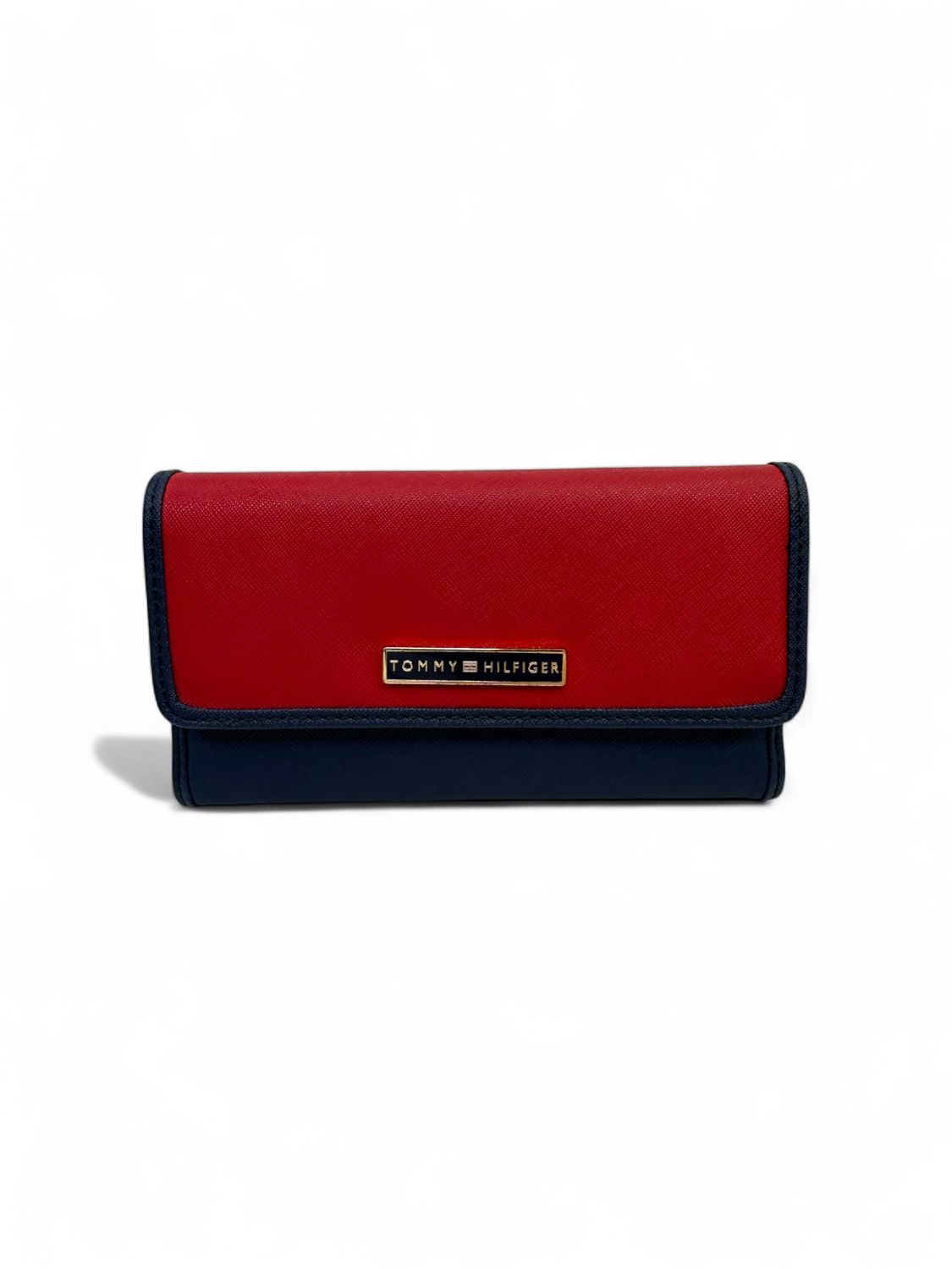 Tommy Hilfiger Red &amp; Blue Leather Trifold Wallet