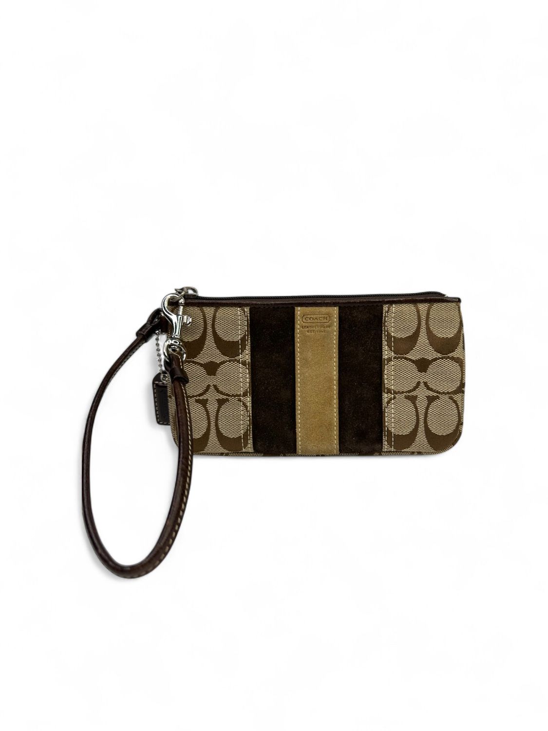 Coach Vintage Y2K Signature Canvas &amp; Suede Wristlet