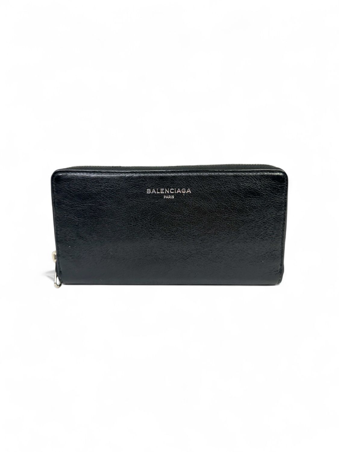 Balenciaga Calfskin Leather Zip Around Long Wallet