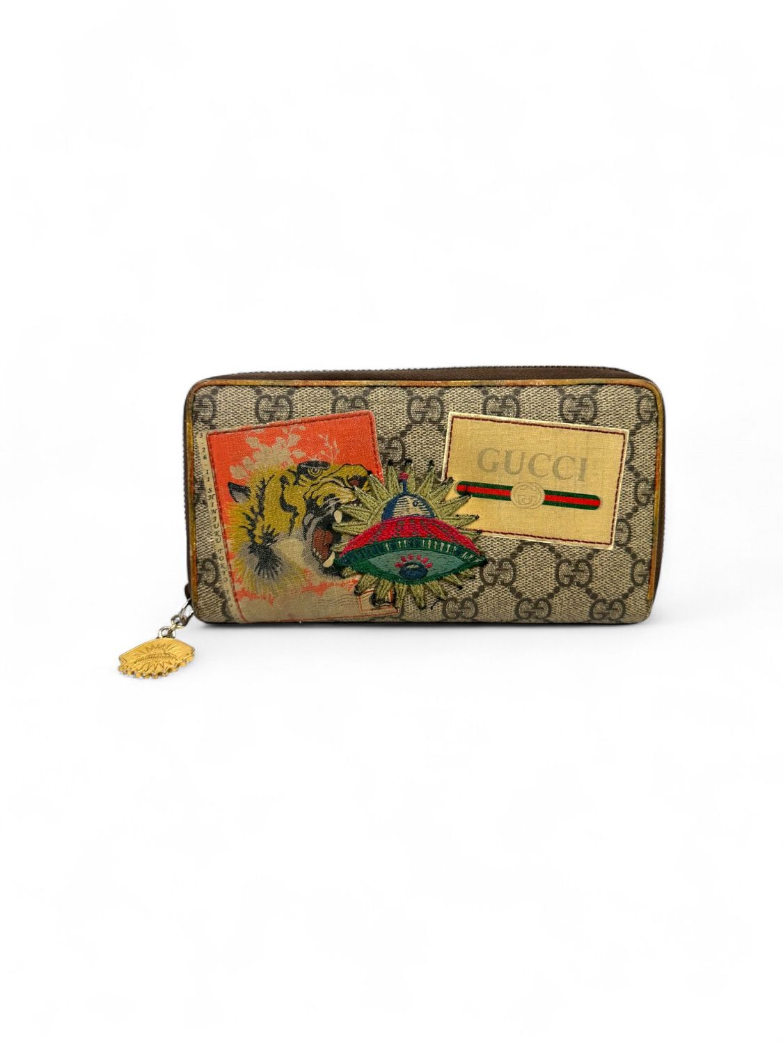 Gucci Vintage Supreme Leather Tiger Ufo Long Wallet