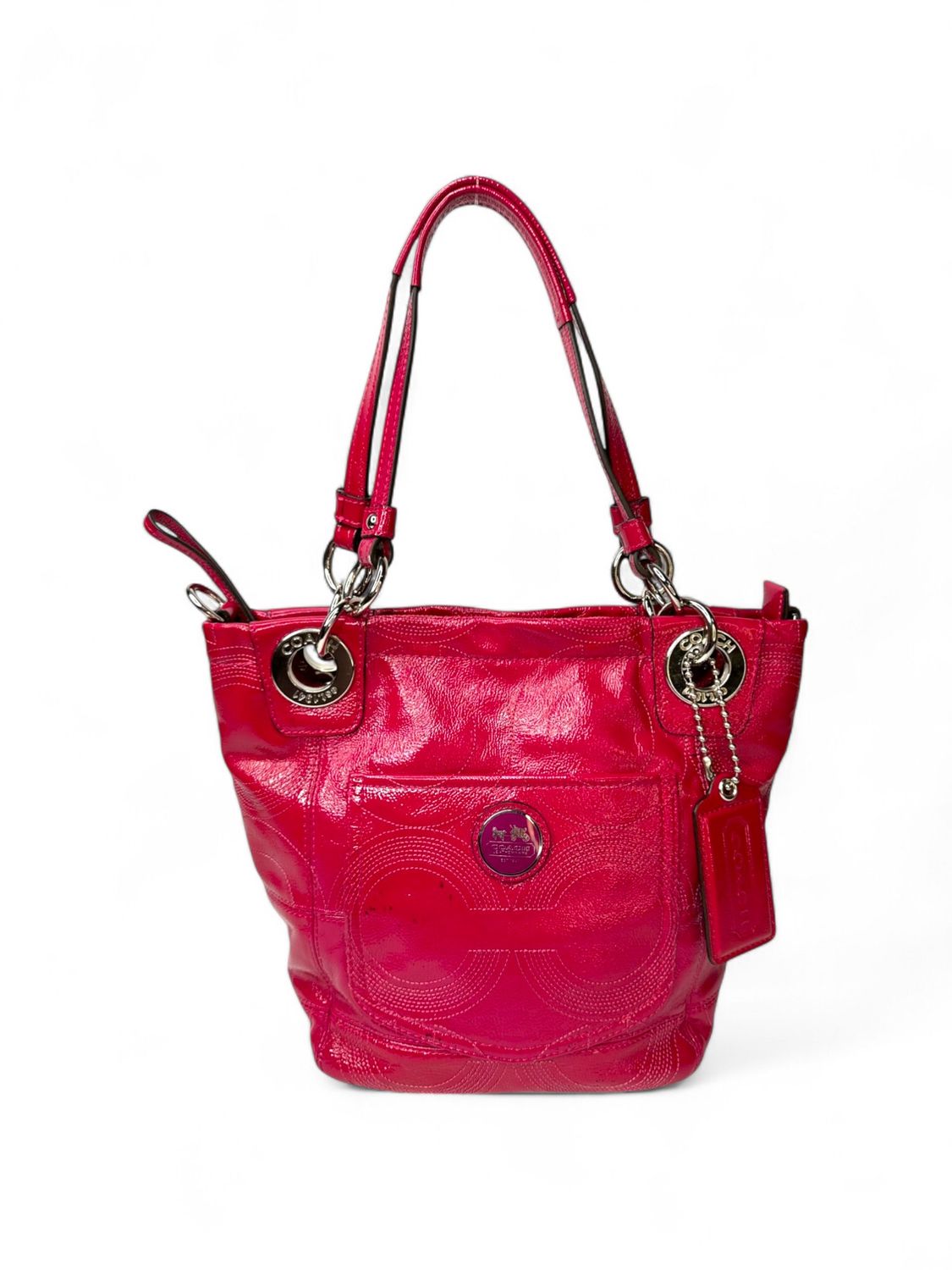Coach Zoe Pink Patent Leather Hobo Bag