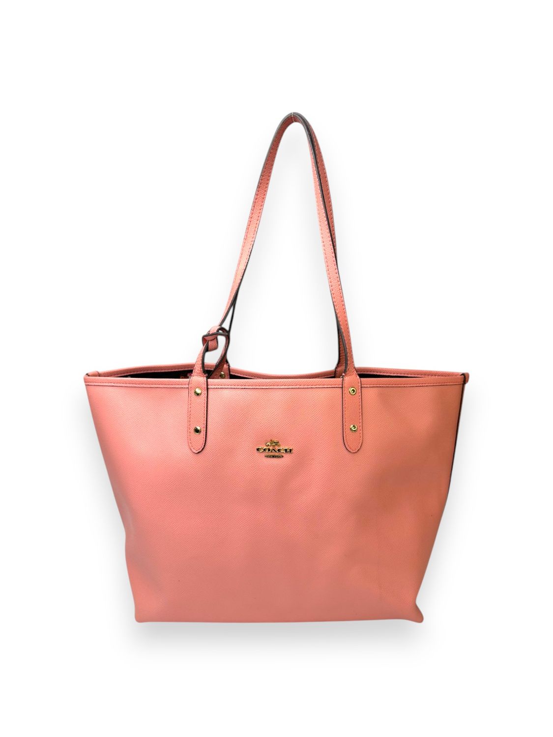Coach Pink Leather Town Tote With Clutch Attachment
