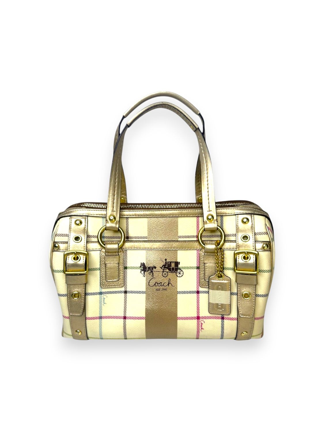 Coach Peyton Tattersall Multicolor Plaid Satchel Handbag